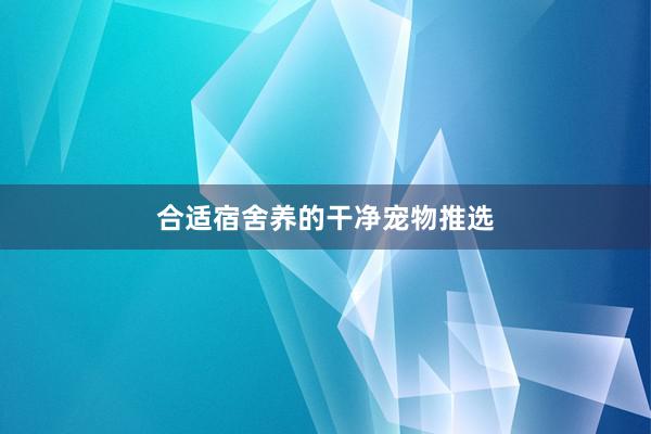 合适宿舍养的干净宠物推选