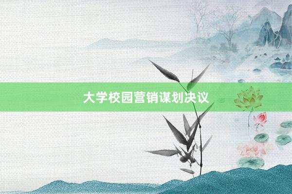 大学校园营销谋划决议
